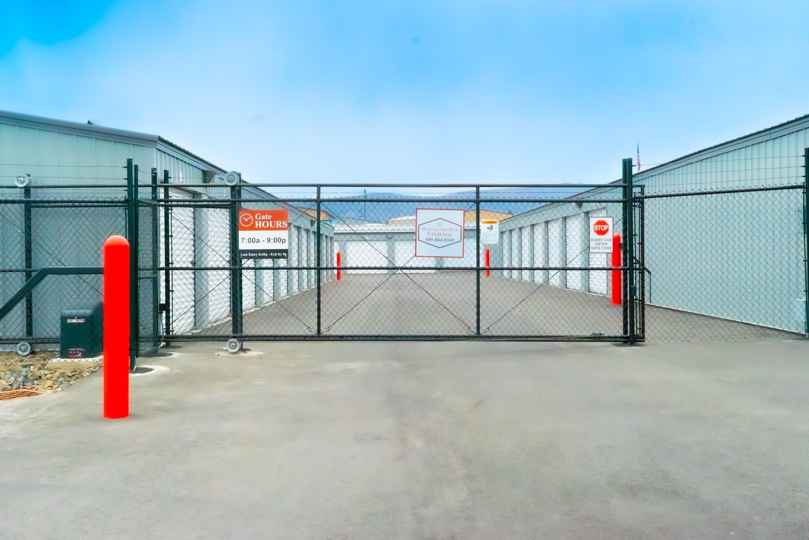 Gated drive up storage access with secure outdoor units at Wheatland Self Storage